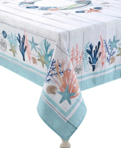 Shop Laural Home Coastal Reef 70x120 Tablecloth In Blue Coral And Shiplap