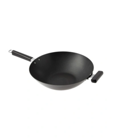 Shop Honey Can Do Professional Series 14" Carbon Steel Excalibur Nonstick Wok With Phenolic Handles In Black