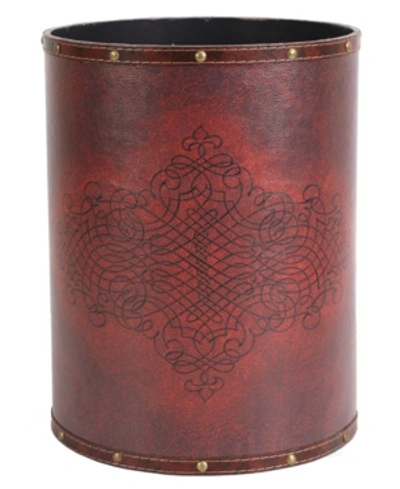 Vintiquewise Faux Leather Antique Design Waste Bin In Copper