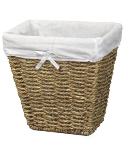 Shop Vintiquewise Woven Seagrass Small Waste Bin Lined With Washable Lining In Light Brown