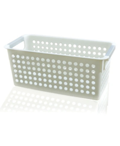 Shop Basicwise Vintiquewise Rectangular Plastic Shelf Organizer Basket With Handles In White