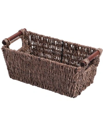 Shop Vintiquewise Seagrass Counter-top Basket In Brown