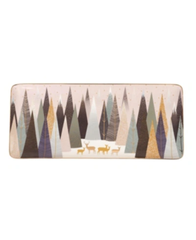 Shop Portmeirion Sara Miller Frosted Pines 14" Sandwich Tray In Multi