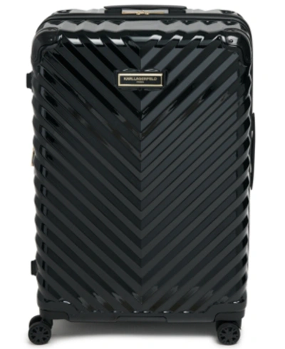 Shop Karl Lagerfeld Chevron 28" Hardside Spinner Luggage In Black
