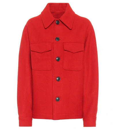 Shop Ami Alexandre Mattiussi Virgin Wool Jacket In Red