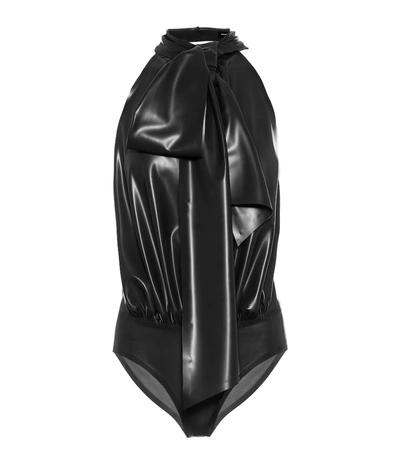 Shop Saint Laurent Latex Bodysuit In Black