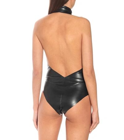 Shop Saint Laurent Latex Bodysuit In Black