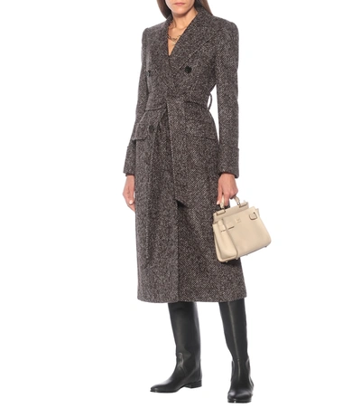 Shop Dolce & Gabbana Tweed Coat In Grey