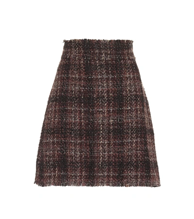 Shop Dolce & Gabbana Checked Tweed Miniskirt In Brown