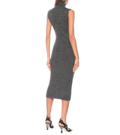 Shop Fendi Turtleneck Cashmere-blend Midi Dress In Grey