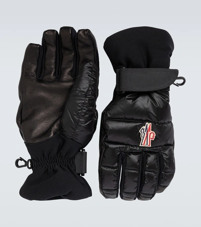 Moncler Grenoble Embroidered-logo Leather-palm Ski Gloves In Black |  ModeSens