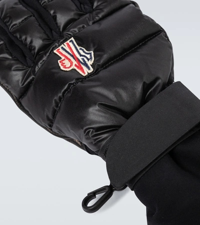 Shop Moncler Technical Logo Gloves In Black