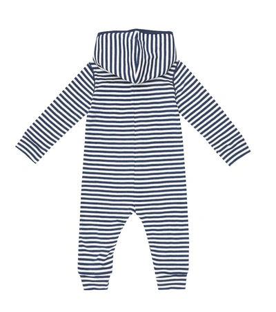 Shop Gucci Baby Striped Stretch-cotton Onesie In Blue