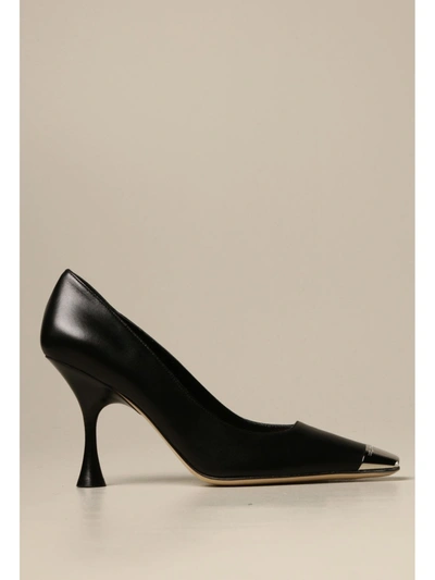 Shop Sergio Rossi Pumps In Leather With Metal Tip In Black