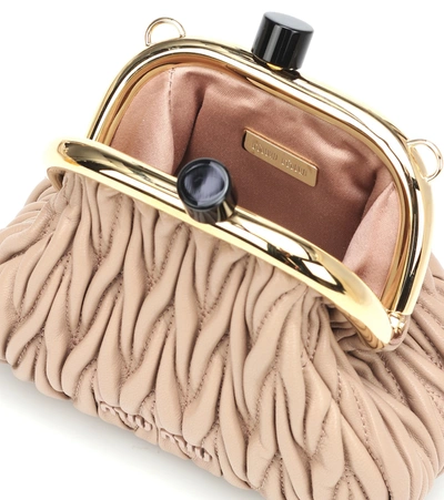 Miu Miu Miu Belle Mini Matelassé Leather Clutch In Beige