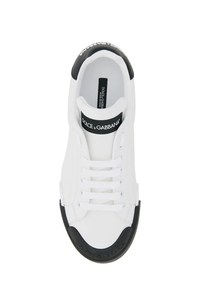 Shop Dolce & Gabbana Leather Sneakers In Bianco Nero