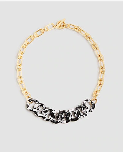 Shop Ann Taylor Tortoiseshell Print Chain Statement Necklace In Black Multi