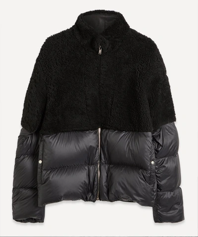 Shop Moncler Shearling Puffer Jacket In Black