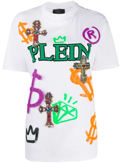 Philipp Plein Embroidered Baroque T-shirt In White
