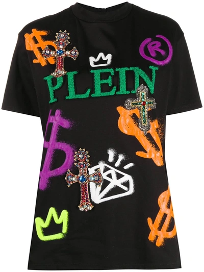 Philipp Plein Baroque Logo Detail T-shirt In Black