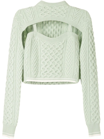 Shop Rosie Assoulin Cut-out Cropped Jumper In Green