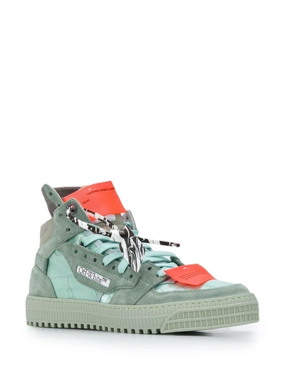 Shop Off-white Men's Green Leather Hi Top Sneakers