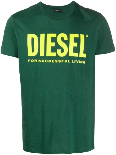 Shop Diesel Men's Green Cotton T-shirt