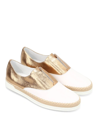 Shop Tod's Women's White Leather Slip On Sneakers