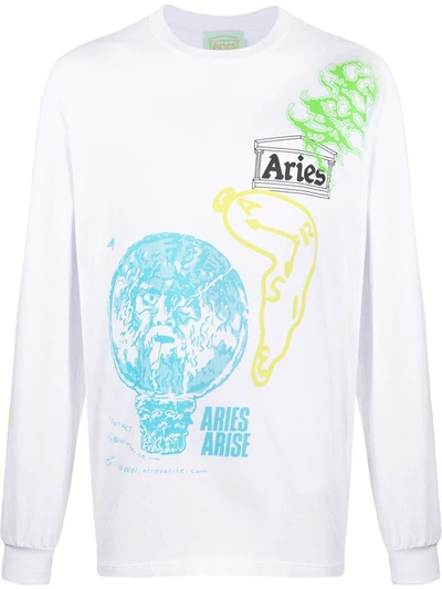 Shop Aries Arise Men's White Cotton T-shirt