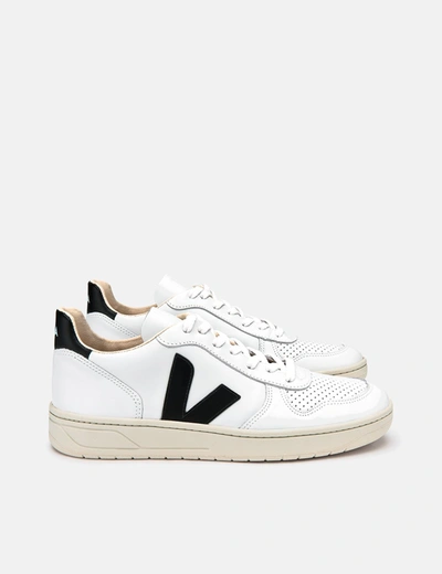 Shop Veja Womens  V-10 Leather Trainers In White