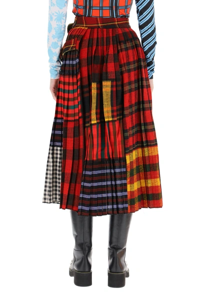 Shop Chopova Lowena Tartan Wool Pleated Midi Skirt In Multi