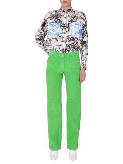 Shop Msgm Corduroy Pants In Green