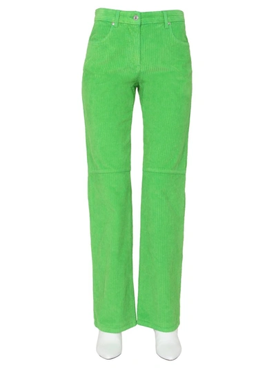 Shop Msgm Corduroy Pants In Green