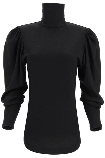 Shop Isabel Marant Gavina Turtleneck T-shirt In Jersey In Black
