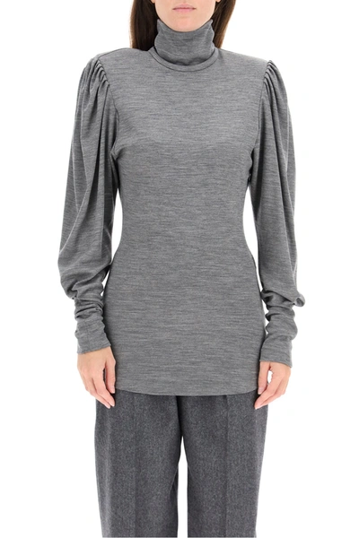 Shop Isabel Marant Gavina Turtleneck T-shirt In Jersey In Grey