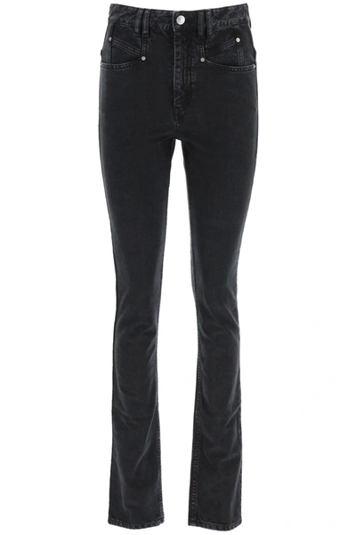 Shop Isabel Marant Nominic Slim Denim Jeans In Faded Black