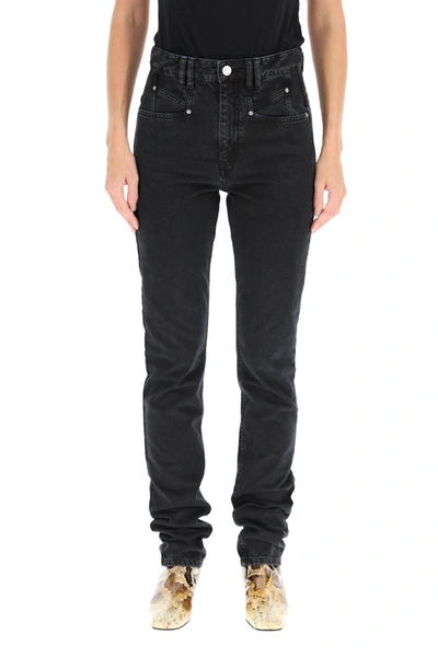 Shop Isabel Marant Nominic Slim Denim Jeans In Faded Black