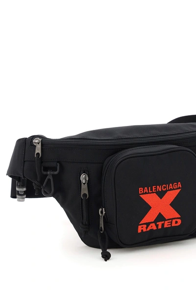 Shop Balenciaga Explorer Belt Bag Embroidered X Logo In Black