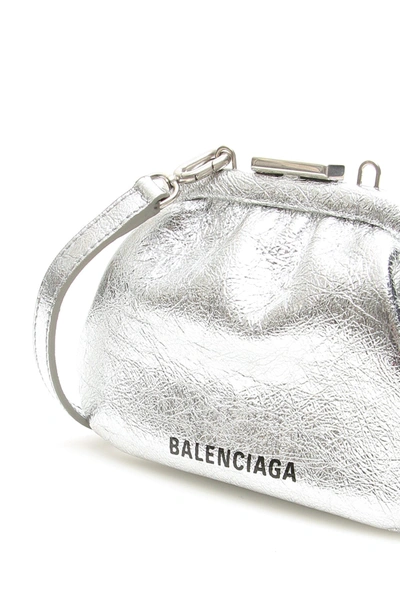 Shop Balenciaga Cloud Coin Purse In Silver