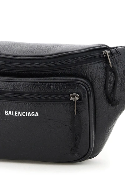 Shop Balenciaga Explorer Leather Beltbag In Black