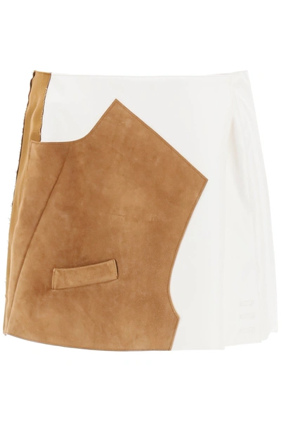 Shop Marni Bi-material Mini Skirt In Cigar