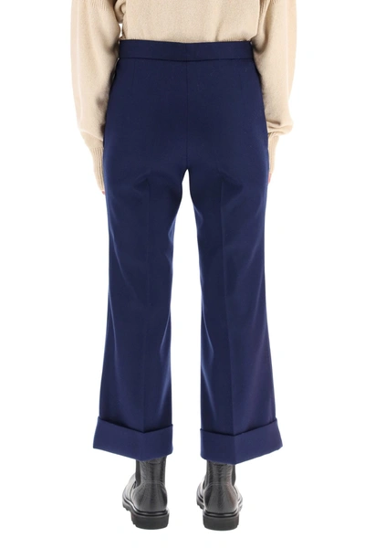 Shop Marni Cropped Wool Pants In Blue