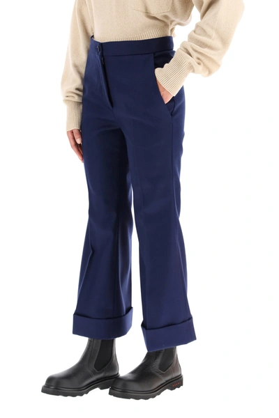 Shop Marni Cropped Wool Pants In Blue