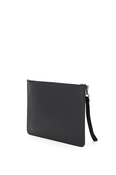 Shop Neil Barrett Fair-isle Thunderbolt Pouch In Black White