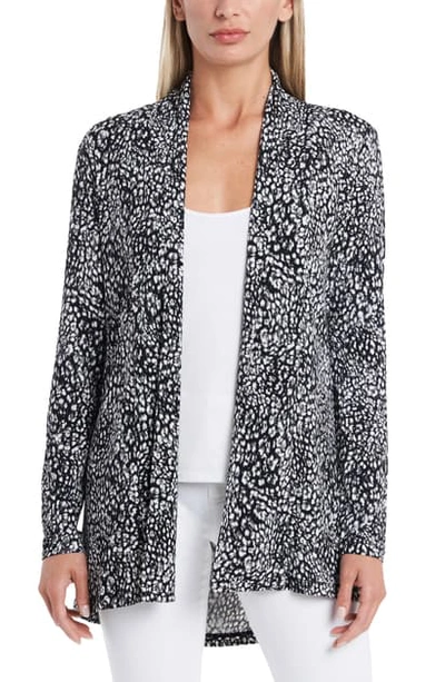 Shop Vince Camuto Leopard Print Open Front Cardigan In Rich Black