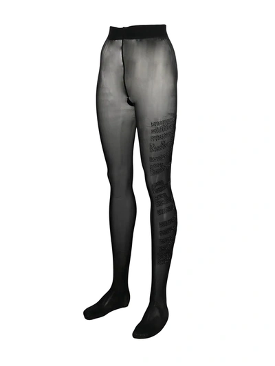 Philipp Plein Logo Gem-embellished Tights In Black