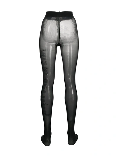 Philipp Plein Logo Gem-embellished Tights In Black