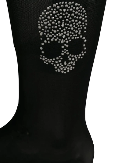 Shop Philipp Plein Skull Embellished Tights In Black