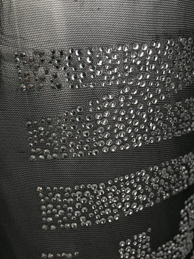 Philipp Plein Logo Gem-embellished Tights In Black