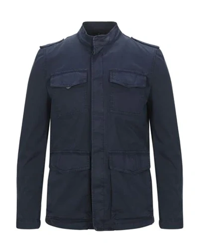 Shop Aglini Man Jacket Midnight Blue Size 36 Cotton, Elastane